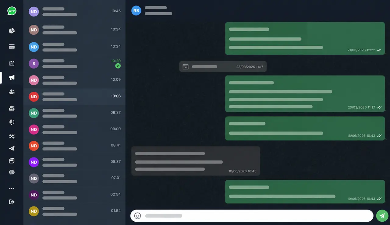 Inbox de conversas do WhatsApp para atendimento da loja